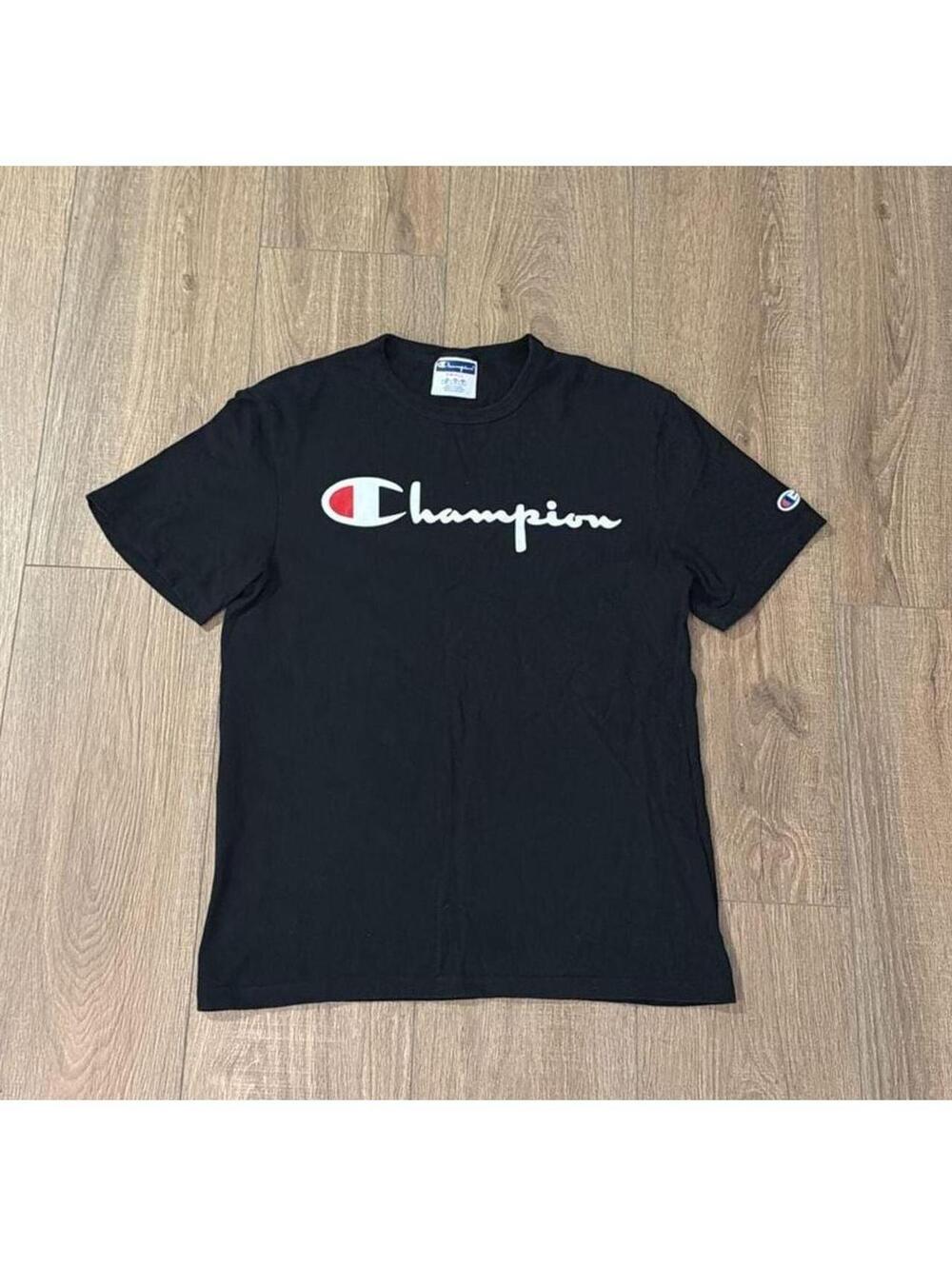 Champion Heritage Script Logo Short Sleeve Cotton T-Shirt Black